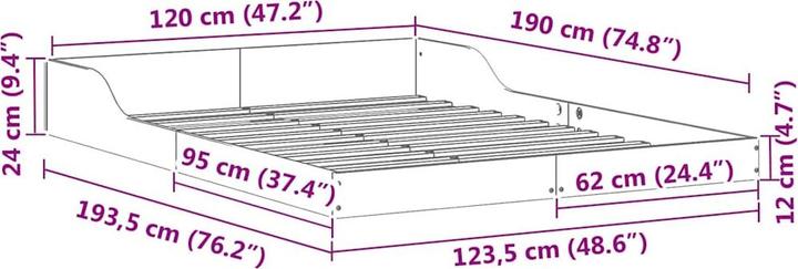 Actual product image vidaXL Plattformbettgestell (120 x 190 cm)