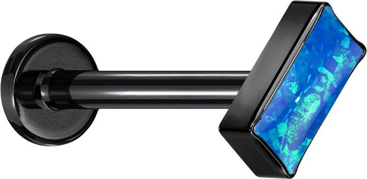 Image du produit Star Piercing Micro Labret Filetage interne noir rectangulaire noir opale bleu (sans laiton, Titane)