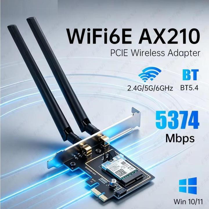 Produktbild PowerGuard WiFi 6E Intel AX210 PCI-E WLAN Karte mit Bluetooth 5.3 für Desktop PC