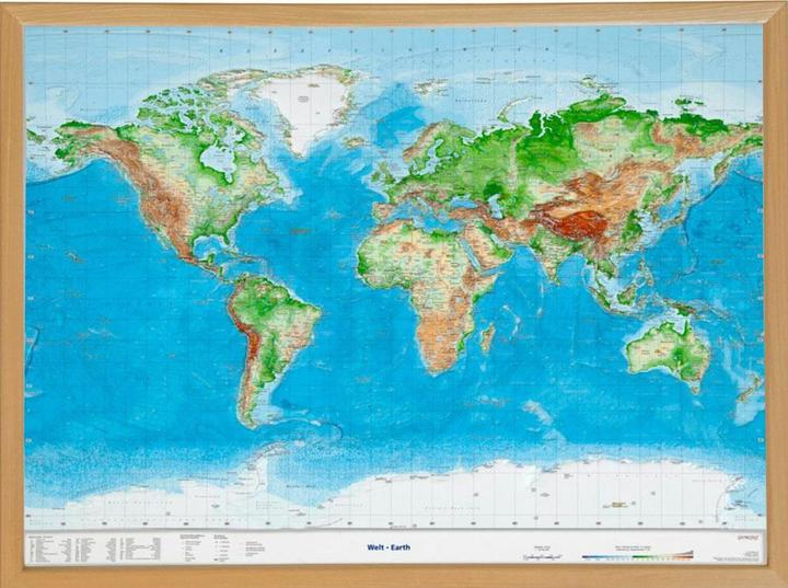 Actual product image World,relief map Gro 1:53Mio w.natural wood