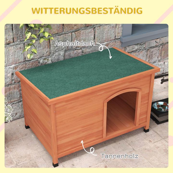 Produktbild PawHut Hundehütte Tannenholz Orange (Hundehütte)