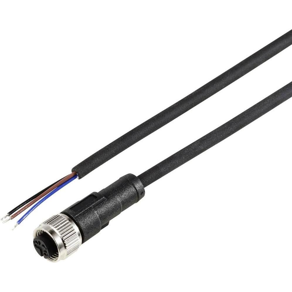 Tru Components TC-12833016 Sensor-/Aktor-Anschlussleitung M12 Kupplung, gerade 1, Elektronikkabel + Stecker, Schwarz