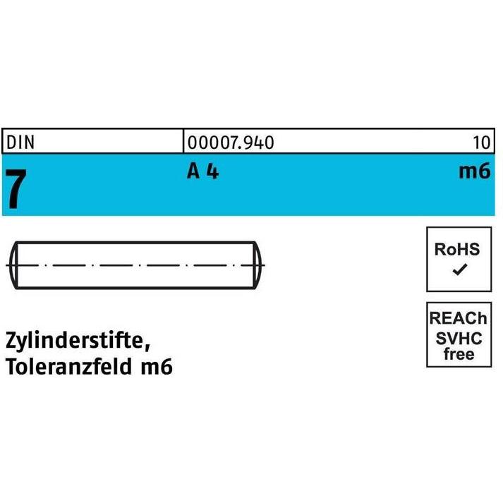 Zubehör Befestigungstechnik, Zylinderstift DIN 7 3 m6 x 8 A 4 DIN 7