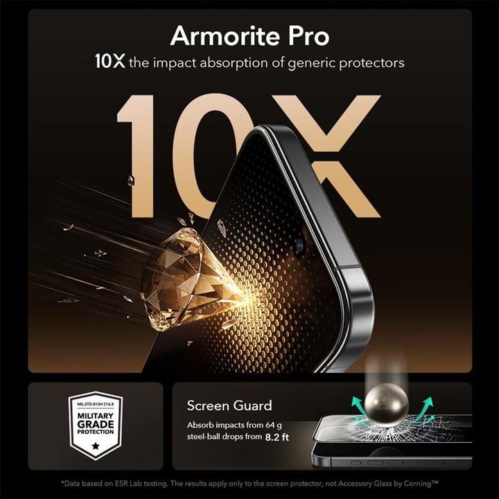 Image du produit ESR UltraFit Armorite Pro Screen Protector, for iPhone 17/16 Pro (1 pièce(s), Apple iPhone 17, Apple iPhone 16 Pro)