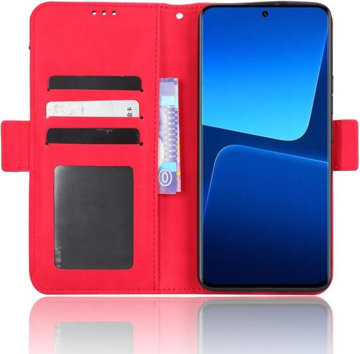Actual product image Cover-Discount Xiaomi 13 - Case with many card slots red (Xiaomi 13)