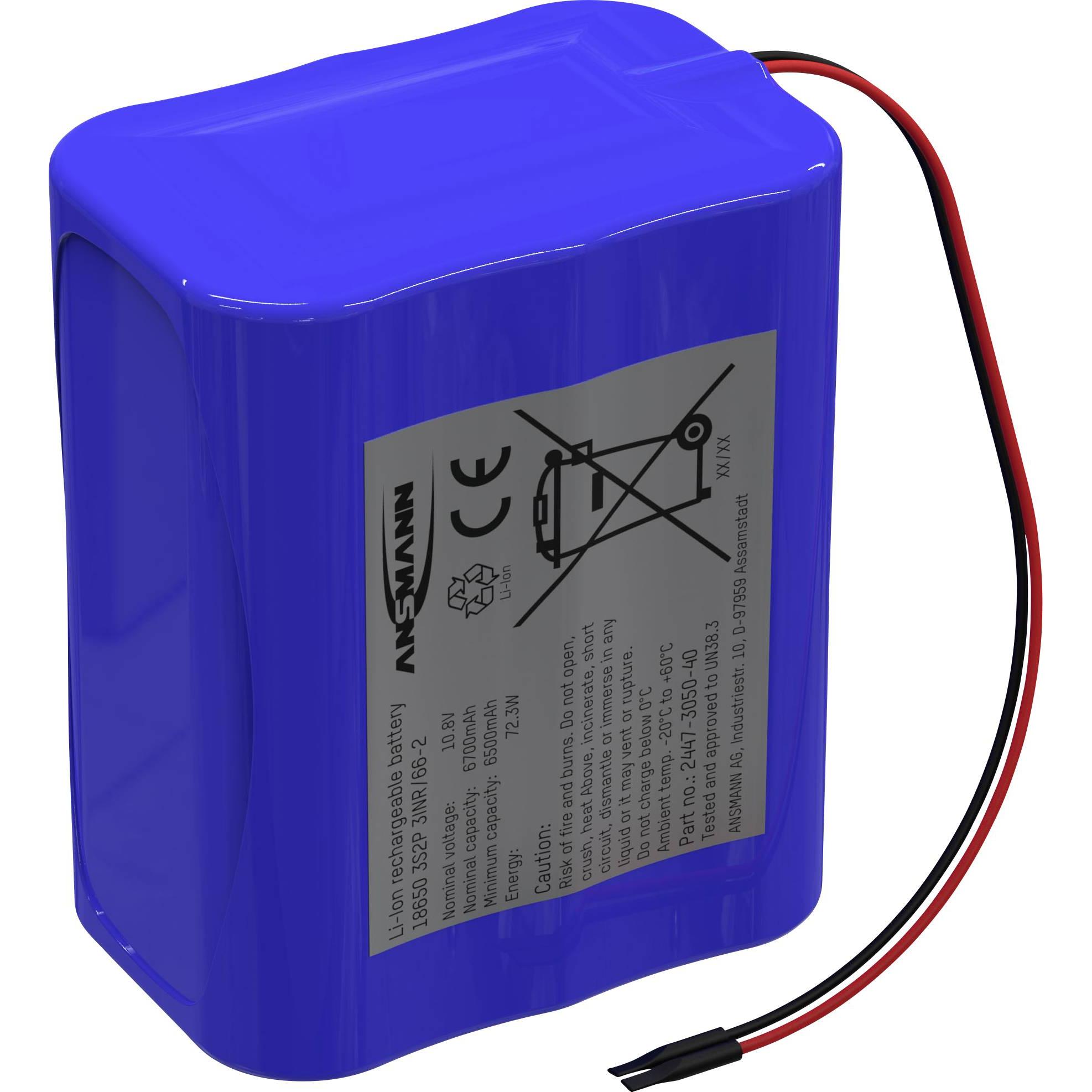Ansmann 3S2P Akkupack 8x 18650 Kabel Li-Ion 10.8 V 5100 mAh (1 pz., 18650, 5100 mAh), Batterie + pile