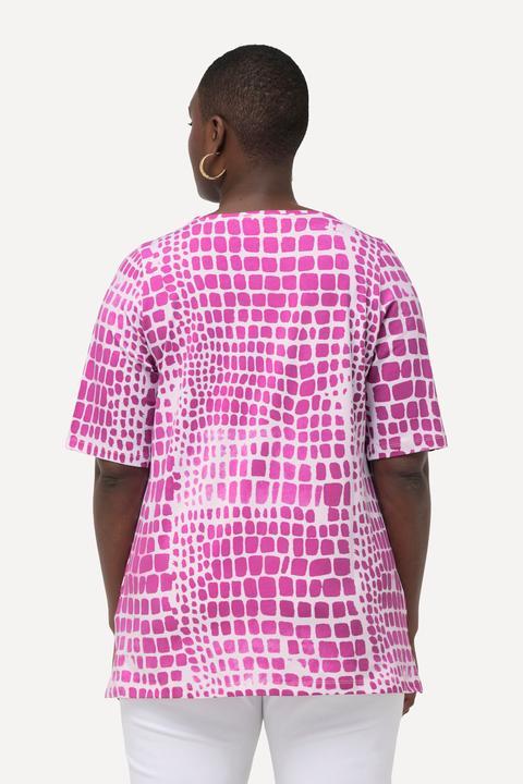 Immagine prodotto Ulla Popken T-shirt in cotone Pima con applicazioni, scollo a girocollo e mezze maniche (46, 48)