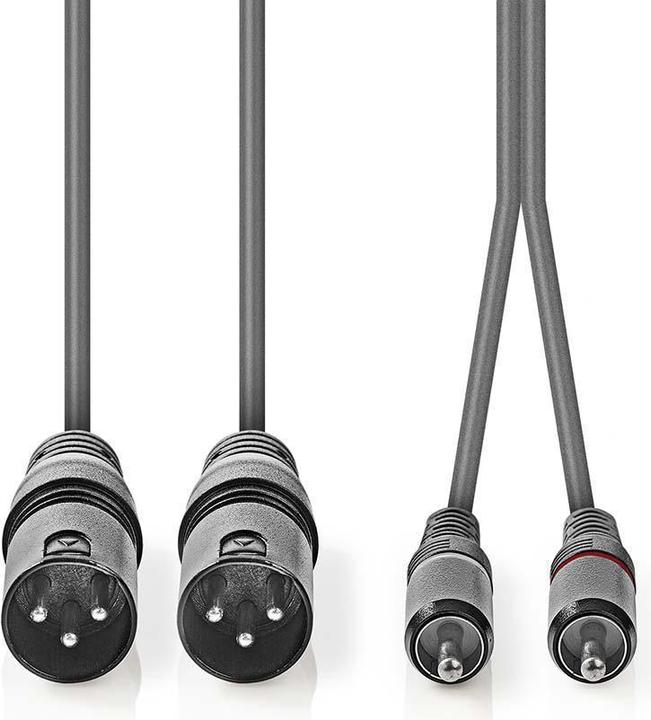 Immagine prodotto Nedis Cavo audio bilanciato | 2x XLR 3-pin maschio | 2x RCA maschio | Nichelato | 1,50 m | tondo | PV (1.50 m, Cinch)