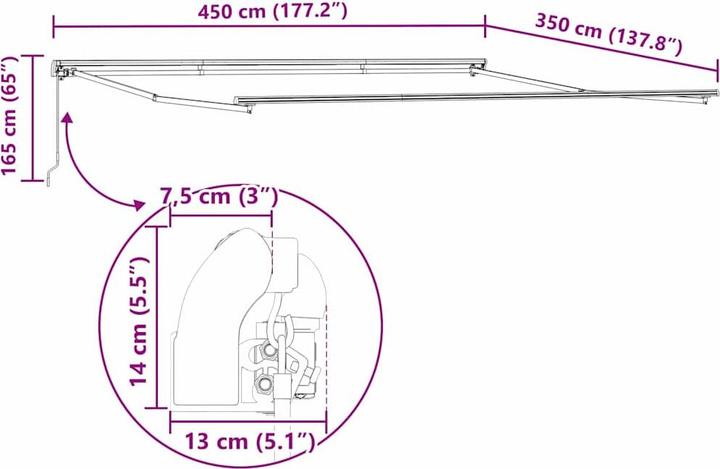 Produktbild vidaXL Einziehbare Markise (3.50 m)