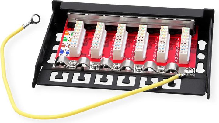 Actual product image Roline Mini patch panel 6x RJ45 shielded Cat.6A/Cl.EA, 0.5U