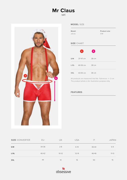 Produktbild Obsessive Mister Claus Boxershorts mit Hosenträger und Mütze (L, XL)
