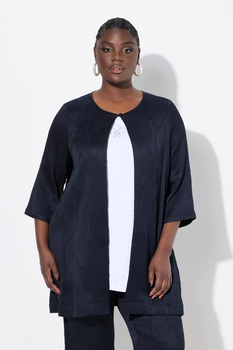Image du produit Ulla Popken Veste esprit chemisier, col rond et pli d'aisance dans le dos, coupe évasée (42, 44)
