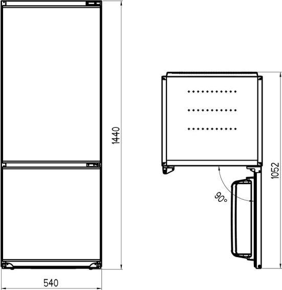 Produktbild Vox Einbaukühlschrank IKK 2460 E (F, H:154 l, Z:57 l, V:144cm, LessFrost) (211 l)