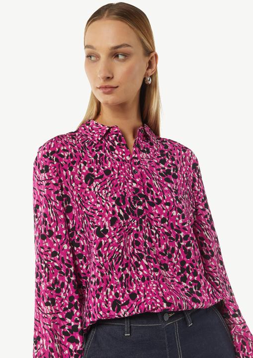 Image du produit Comma Bluse Gemusterte Hemdbluse mit elastischen Bündchen (46)