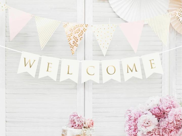 Produktbild Partydeco Girlande Welcome 15 x 95 cm, Weiss/Gold