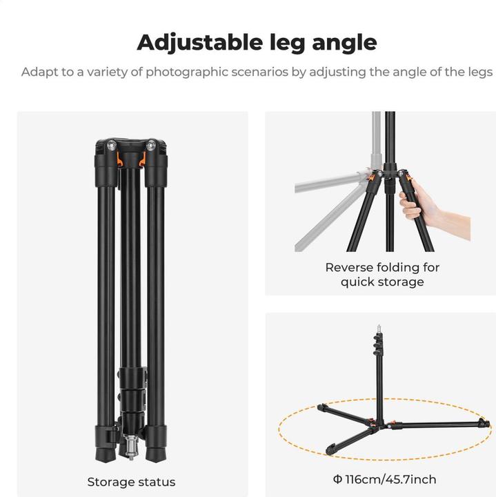 Produktbild K&F Concept 2.0m Extendable/Foldable Photography Light Stand, Aluminum Alloy (4 kg)