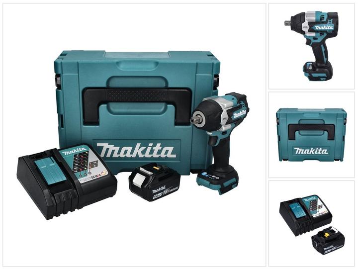 Actual product image Makita DTW 701 RT1J Battery impact wrench 18 V 700 Nm 1/2" XPT Brushless + 1x battery 5.0 Ah + (Rechargeable battery operated)