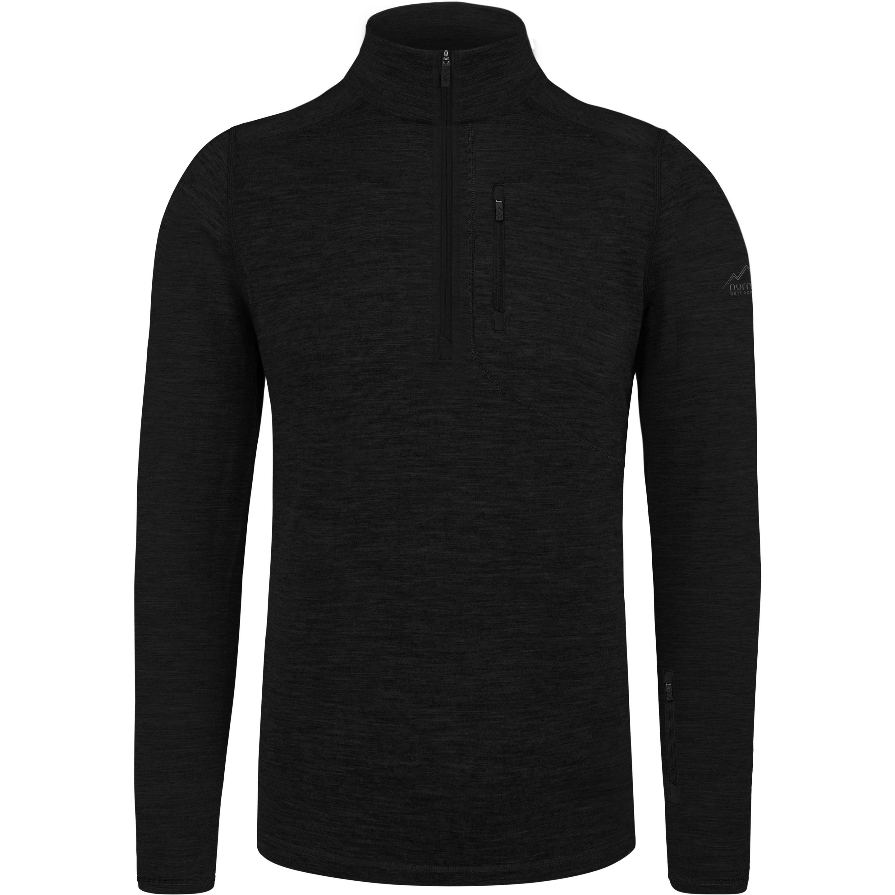 Normani, Herren, Funktionsshirt, Herren Merino Langarm mit 1/4 Zipper „Mildura“ - 9131 (5XL), Schwarz, 5XL