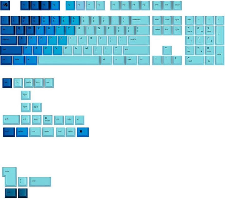 Glorious GPBT Gradient Keycaps, ANSI Layout (US), PBT, Dye-Sub - Ocean