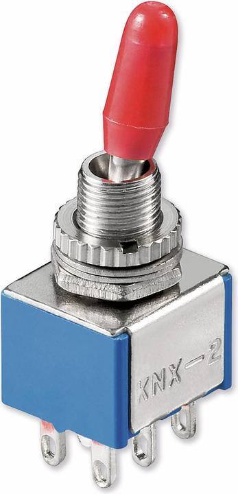 Goobay Toggle switch miniature, 2x ON - ON, 6 pins, blue housing
