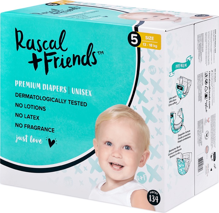 Actual product image Rascal+Friends Premium (Size 5, Monthly box, 134 Piece)