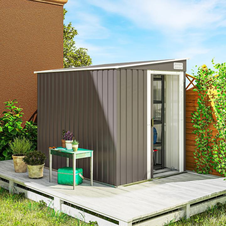Produktbild Outsunny Gartenhaus Stahl Hellgrau