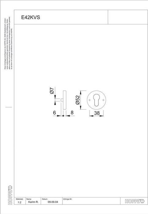 Produktbild Hoppe Drücker- und Schlüsselrosetten E42KV/E42KVS (Türrosette)