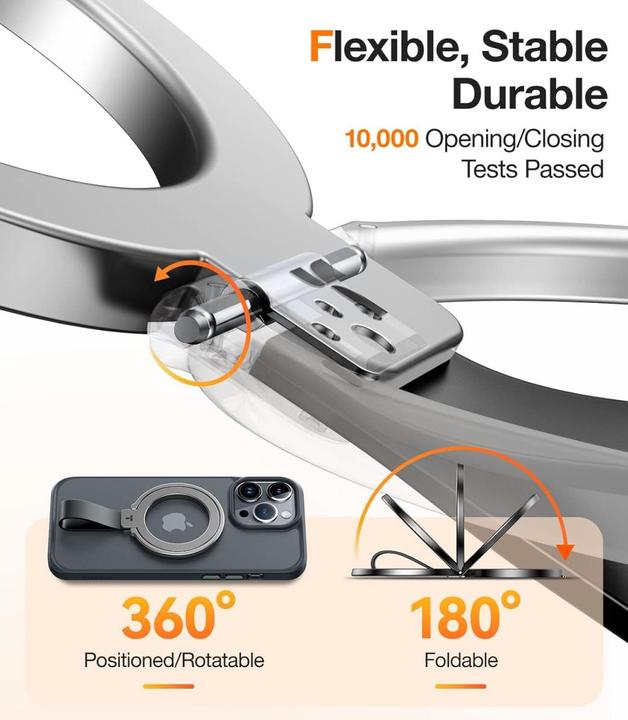 Produktbild Torras - Ostand Magnetic Ring - 360° Rotatable Stand, Phone Holder/Grip, Easy Attach - Black