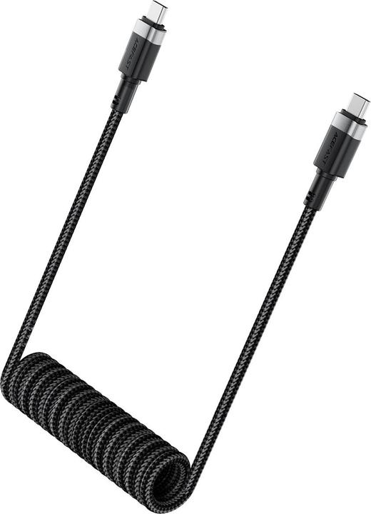 Produktbild Acefast C14-03 USB-C - USB-C Spring Cable 480Mb/s 3A 1.2m - Black (1.20 m, USB 2.0, 60 W)