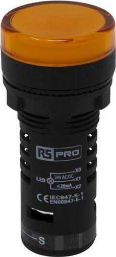 Immagine prodotto Rs Pro Indicatore LED 22mm Giallo 24V Test Circ