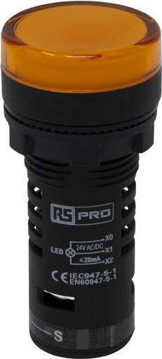 Produktbild Rs Pro LED Indicator 22mm Yellow 24V Test Circ