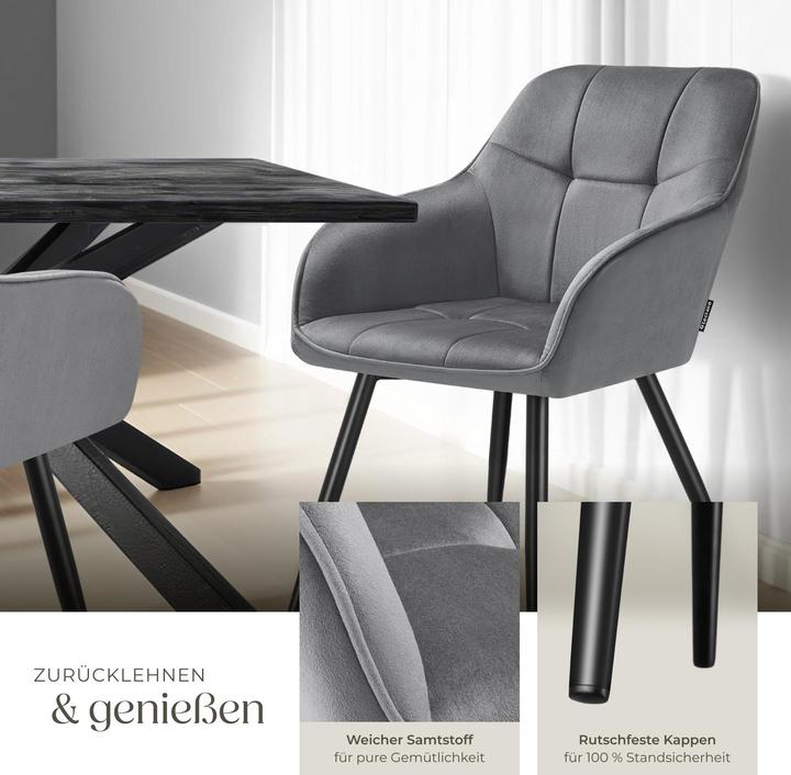 Actual product image tectake chair Marilyn, velvet look, quilted