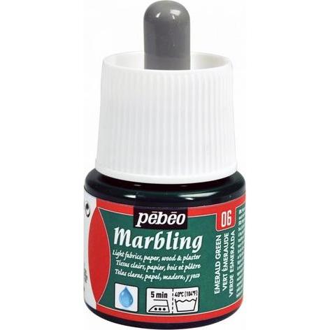 Pebeo, Künstlerfarbe + Bastelfarbe, Marbling Marmorirtfarben (Smaragdgrün, 45 ml)