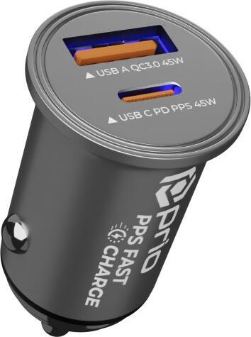 prio Fast Charge Autoladegerät 45W PD (USB C) + 45W (USB A) schwarz