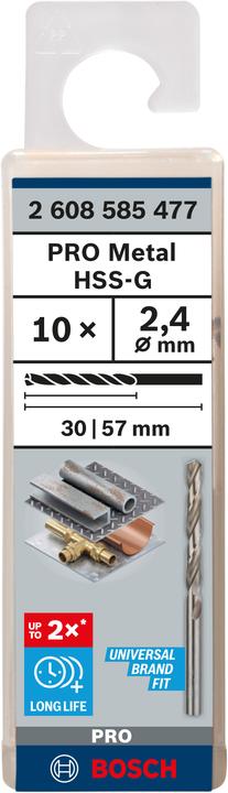 Immagine prodotto Bosch Professional Zubehör Punta PRO Metal HSS-G, 2,4 x 30 x 57 mm (2,4 mm)