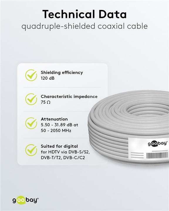Image du produit Goobay Diamètre extérieur du câble coaxial (120 dB, Câble d'antenne)