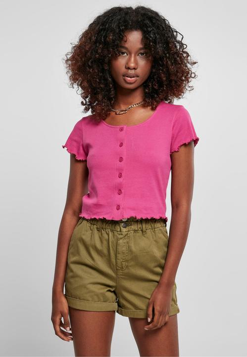 Produktbild Urban Classics Ladies Cropped Button Up Rib Tee - 12114 (4XL)