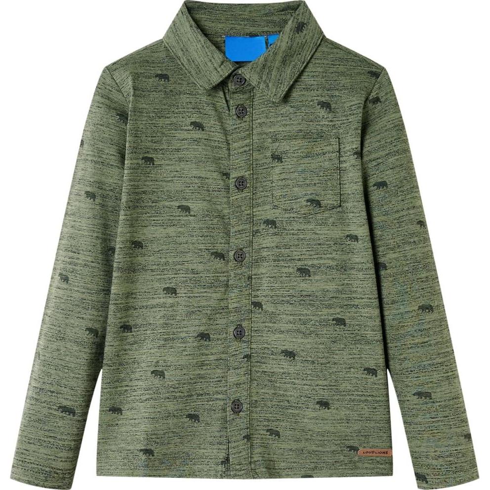VidaXL, Jungen, Hemd, Kinderhemd Khaki Melange 92,Material: 80 % Baumwolle. 20, Grün, (92)