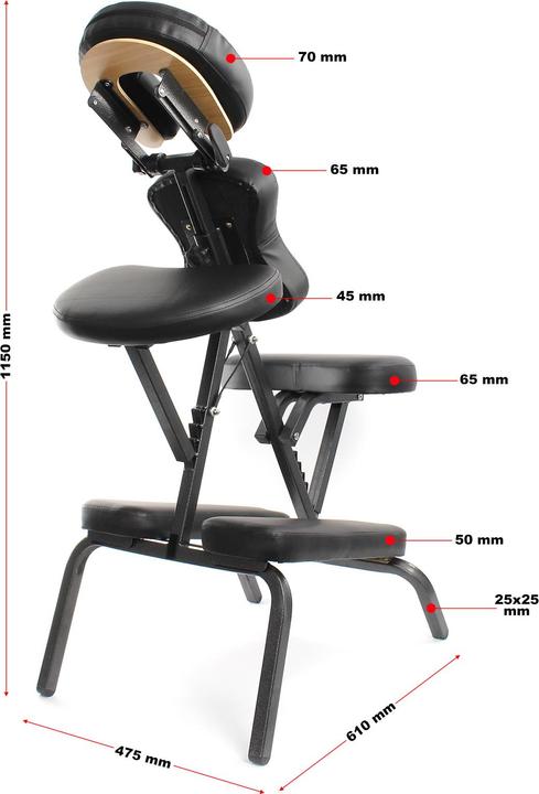 Produktbild Wiltec Toboli Massagestuhl klappbar 120 kg mobiler Tattoostuhl tragbar Behandlungsstuhl