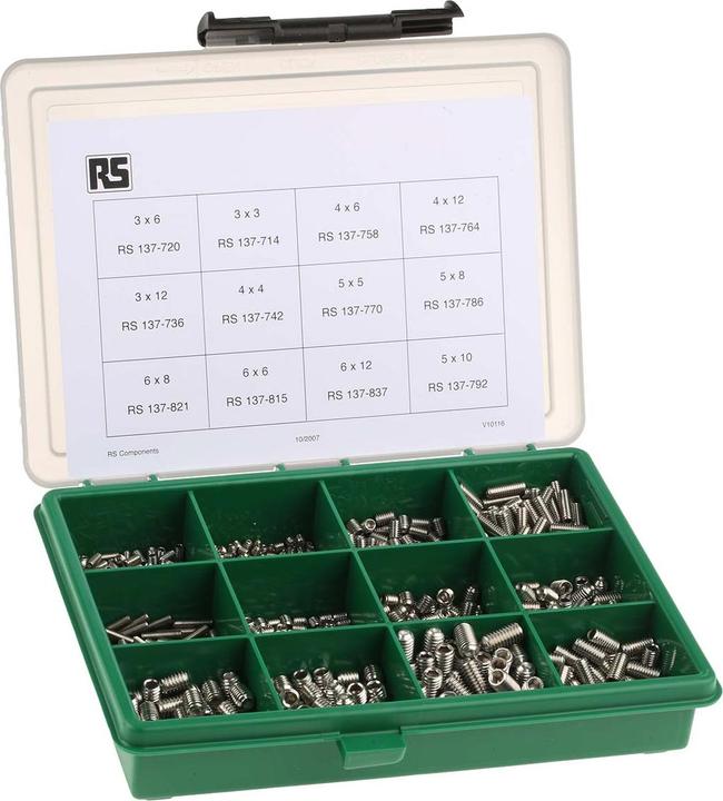 Produktbild RS PRO Gewindestifte Innensechkant Satz DIN916 (800 Schrauben pro Stück)