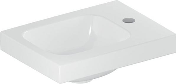 Geberit iCon Light Handwaschbecken, 38 cm x 28 cm, mit Hahnloch rechts, ohne Überlauf, Ablagefläch (280 mm, 380 mm)