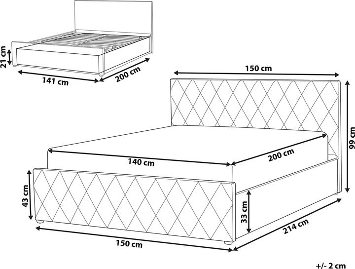 Produktbild Beliani Bett Kunstleder taupe Lattenrost Bettkasten hochklappbar 140 x 200 cm ROCHEFORT (140 x 200 cm)