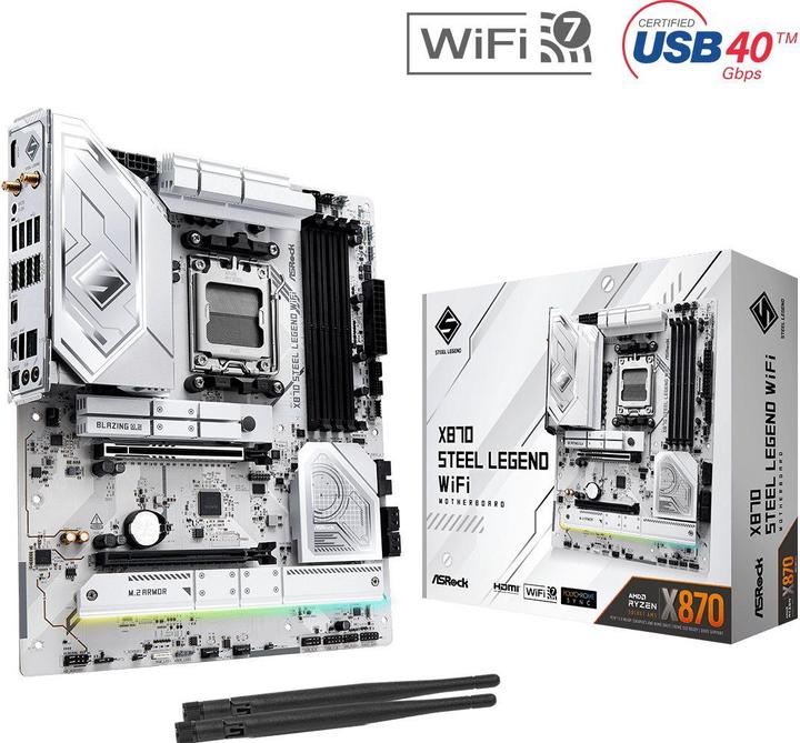 Actual product image AsRock X870 Steel Legend WiFi AM5 (AM5, AMD X870, ATX)