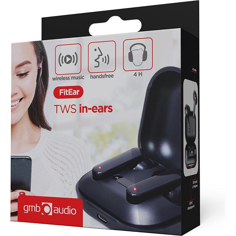 Thumbnail - Gembird Bluetooth in-ear Kopfhörer (keine Geräuschunterdrückung, 4 h, Kabellos), Kopfhörer, Schwarz