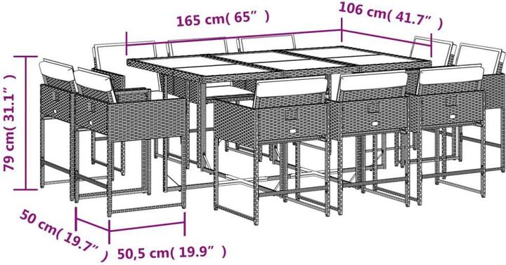 Actual product image vidaXL Garten Essgruppe (165 x 106 x 73 cm)