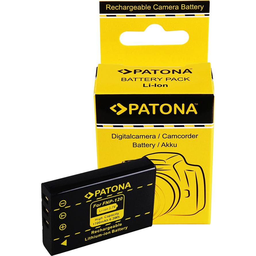 Patona Batteria f. Fuji NP-120 F10 F11 FinePix603 DB-43 D-LI7 (Batteria della fotocamera), Alimentatore fotocamera, Nero