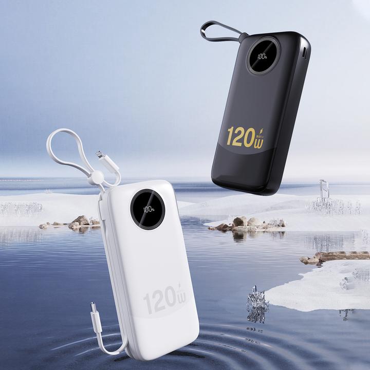 Actual product image Dudao K13Pro 20000mAh Powerbank mit integriertem Kabel - Weiss (20000 mAh, 22.50 W)