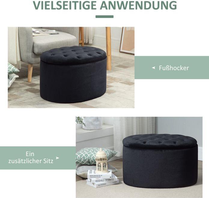 Actual product image Swisshandel24 Bench Upholstered bench with storage space Chest bench Oval shape Hallway Bedroom Living room (71 cm)