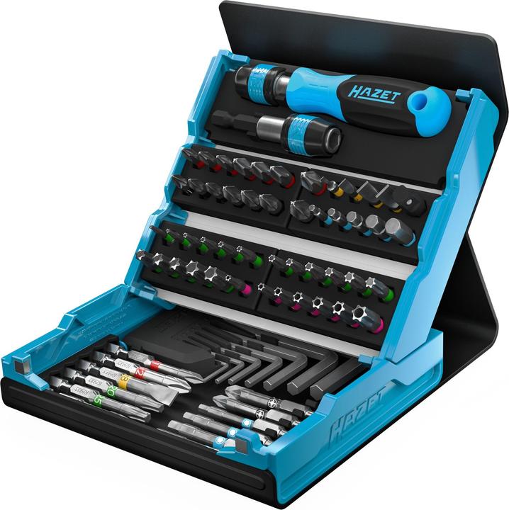 Actual product image HAZET SmartCase screwdriver bit set 2200SC-1 ∙ Hexagon, solid 6.3 (1/4 inches) ∙ Slot profile, Cros… (Cross Phillips PH M2, Cross Pozidriv PZ M3, Cross Phillips PH M3, Cross Pozidriv PZ M2)