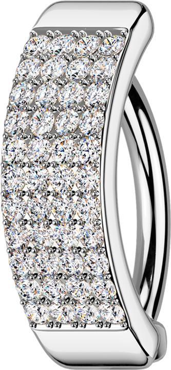 Immagine prodotto Star Piercing Scudo a banana con cerniera in argento quattro file di cristalli argento (Ottone, Acciaio chirurgico 316L)